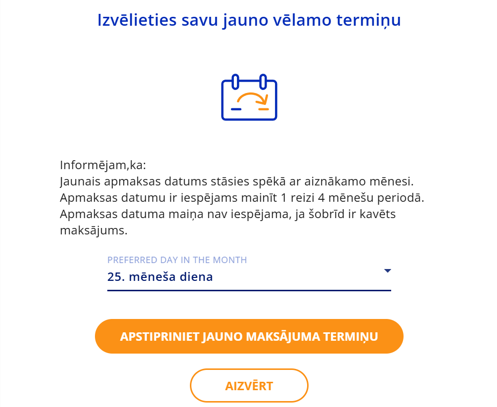 Atmaksas datuma izvēle