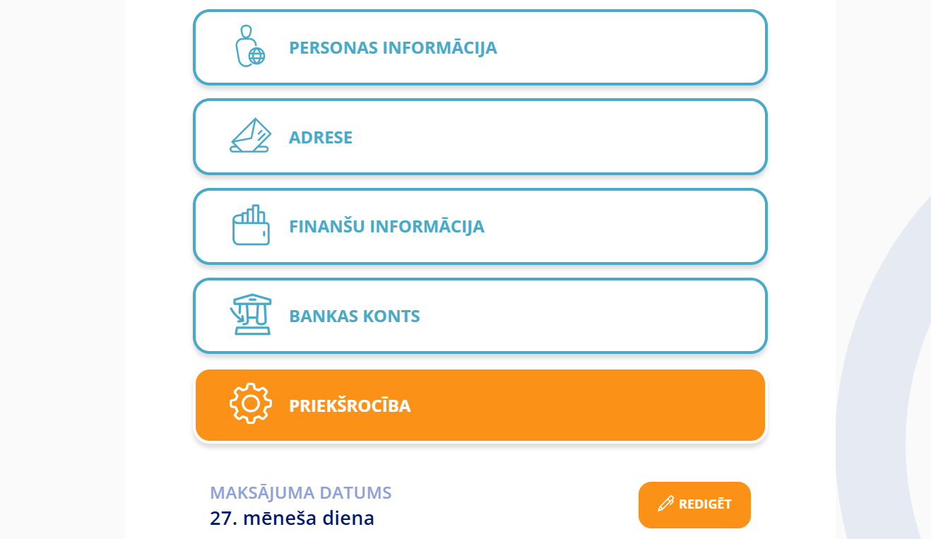 Priekšrocību sadaļa